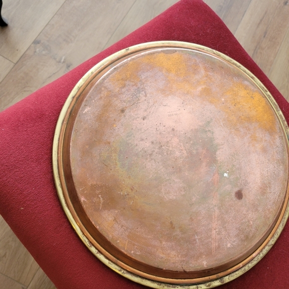 Brass And Copper Folding Tray Table Asian Inspired - Picture 7 of 8